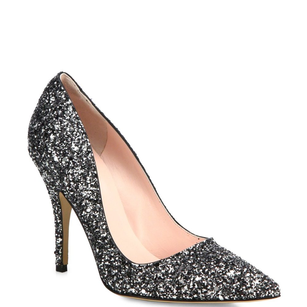 kate spade licorice pumps glitter